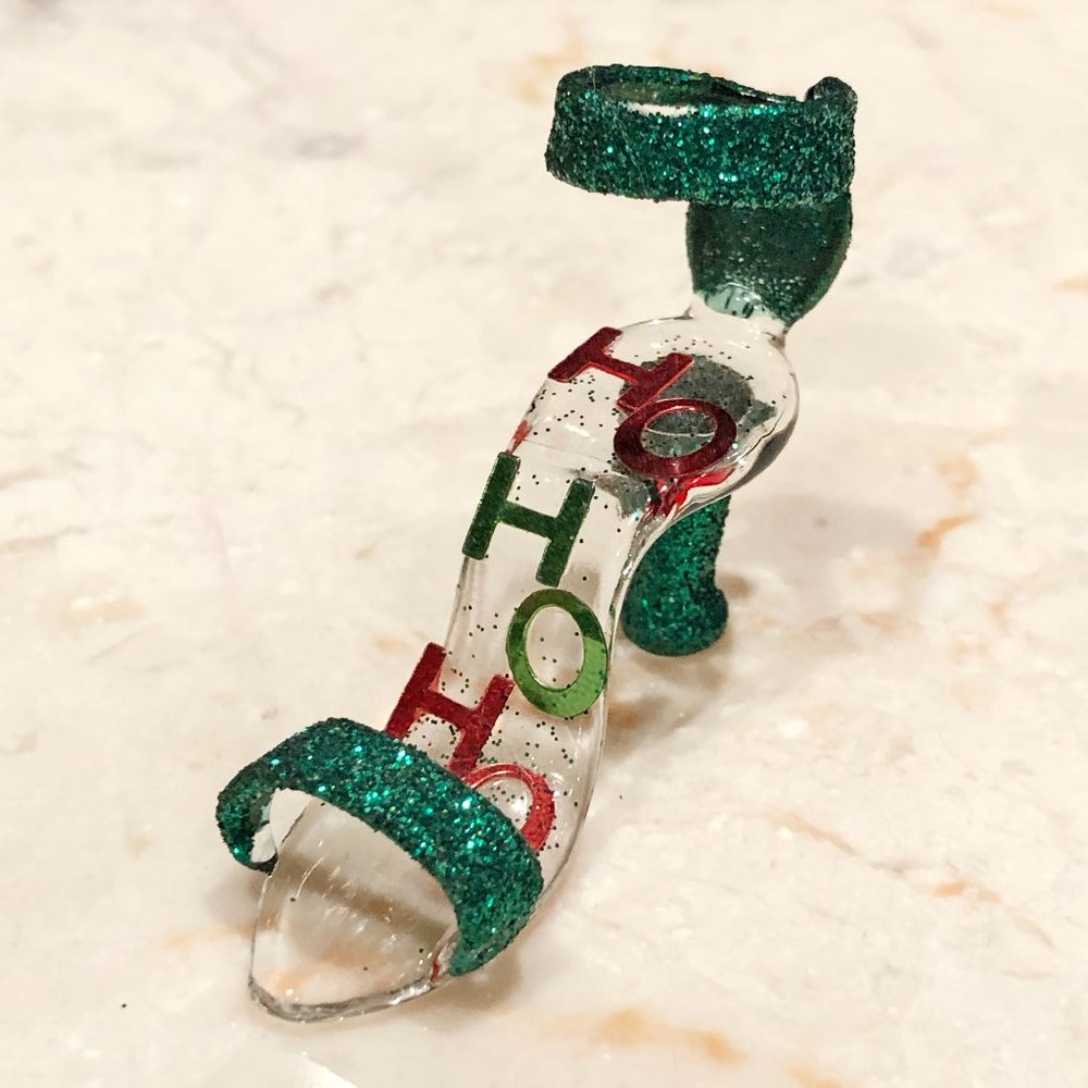 Christmas 'Ho Ho Ho' Miniature Glass Shoe